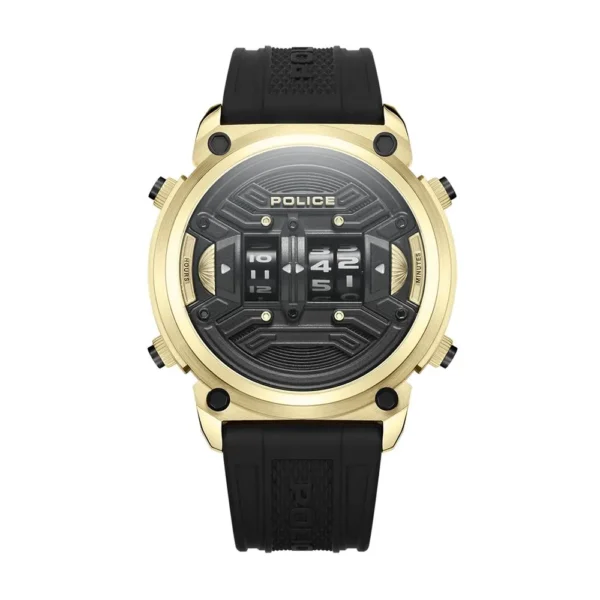 Police Men's Black Leather Watch