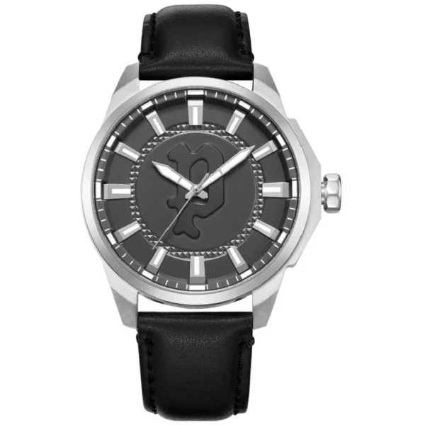 Police Men's Black Leather Watch