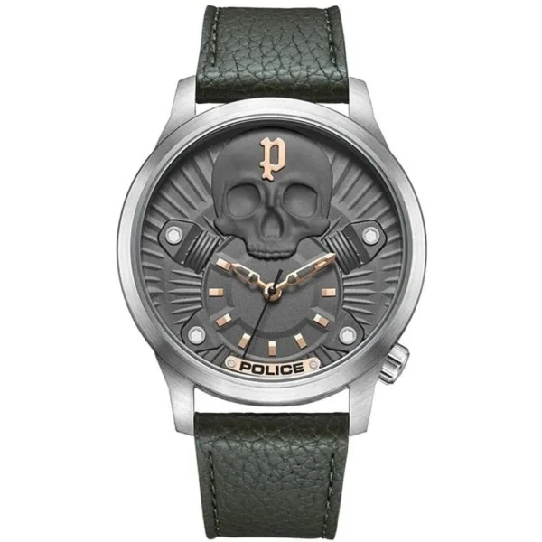 Police Men's Green Leather Watch