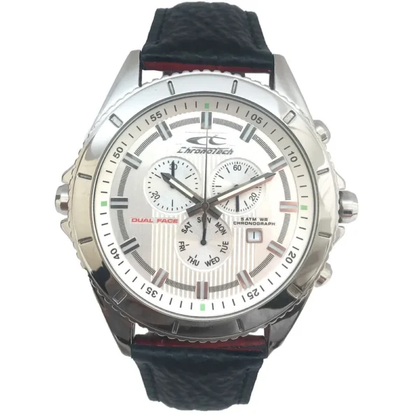 Chronotech Men's Black Leather Watch