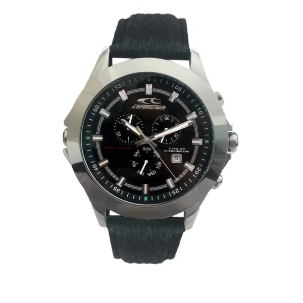 Chronotech Men's Black Leather Watch