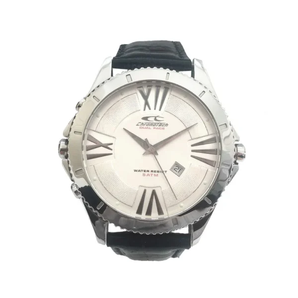 Chronotech Men's Black Leather Watch