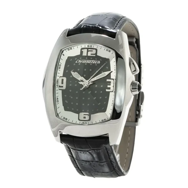 Chronotech Men's Black Leather Watch