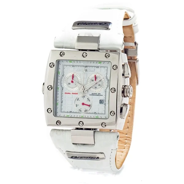 Chronotech Men's White Leather Watch