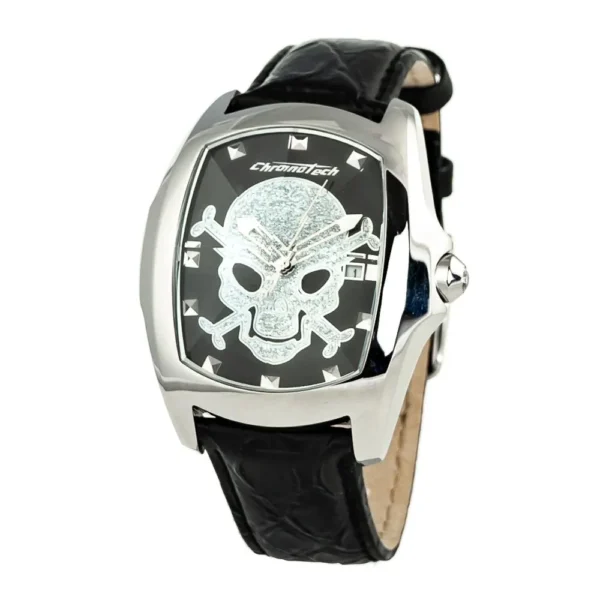 Chronotech Men's Black Leather Watch