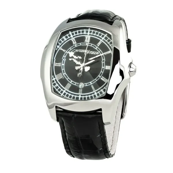 Chronotech Men's Black Leather Watch