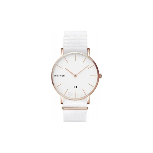 Millner women’s rose gold quartz fashion watch with textile strap