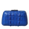 Balenciaga designer women’s electric blue crocodile skin evening clutch