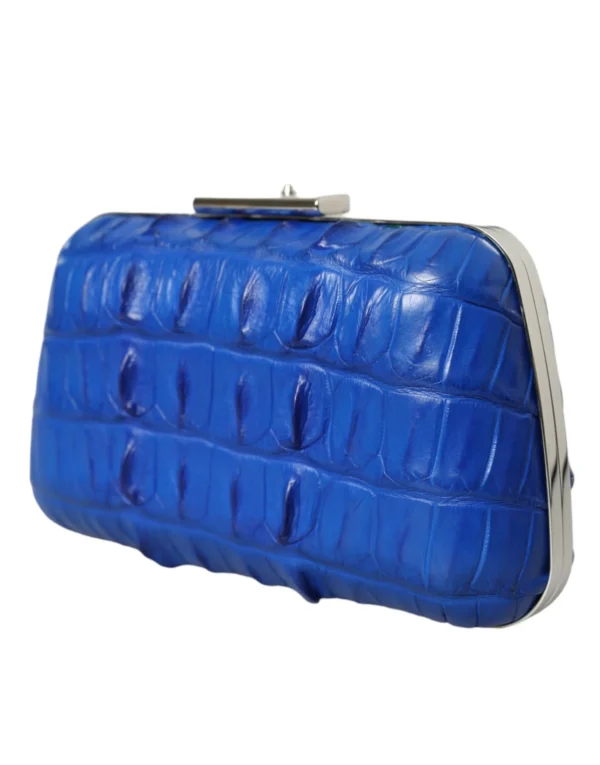 Luxury Balenciaga women’s crocodile leather clutch with clasp closure