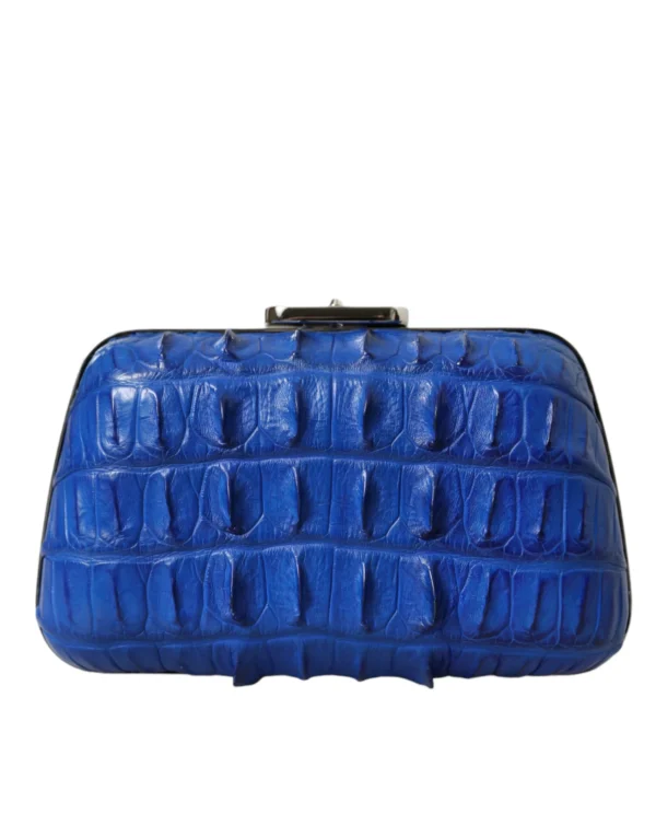 Balenciaga Italian women’s electric blue crocodile leather clutch bag