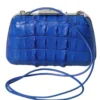 Balenciaga women’s electric blue crocodile leather clutch bag made in Italy