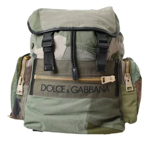 Dolce & Gabbana men’s military green patchwork rucksack backpack
