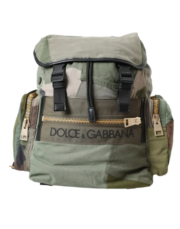 Dolce & Gabbana men’s military green patchwork rucksack backpack