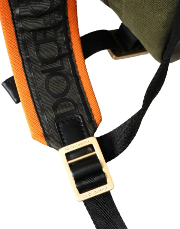 Dolce & Gabbana men’s military green backpack with leather applications