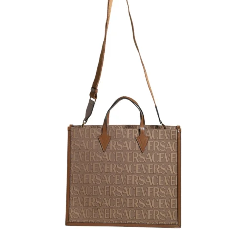 Luxury Versace women’s brown crossbody tote with detachable strap