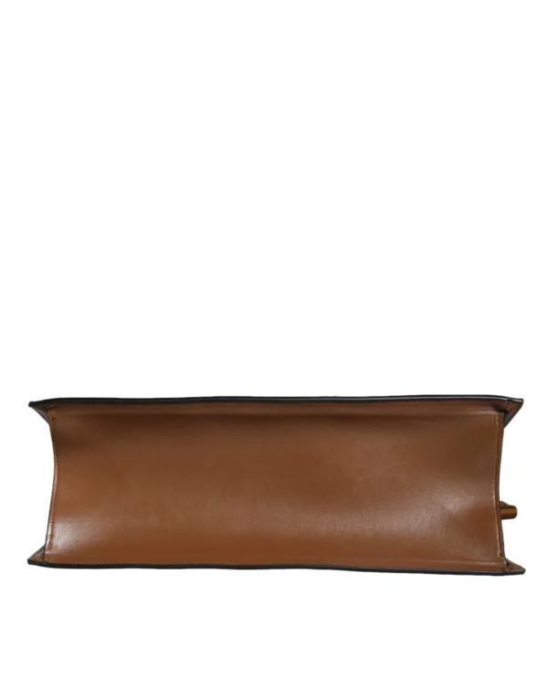 Versace elegant women’s brown jacquard leather tote made in Italy