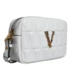 Versace women’s white leather quilted bag with top zip closure