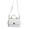 Dolce & Gabbana women’s white Sicily leather raffia handbag Luxury Dolce & Gabbana Sicily white leather and raffia crossbody bag