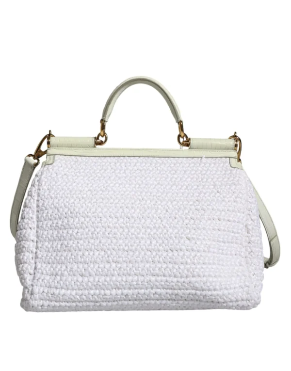 Dolce & Gabbana white raffia leather Sicily crossbody bag Dolce & Gabbana women’s Sicily crossbody bag with padded top handle