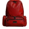 Dolce & Gabbana men’s red patent leather backpack with logo plaque