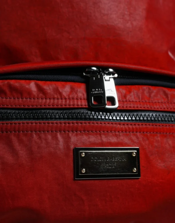 Elegant Dolce & Gabbana men’s red patent leather backpack made in Italy