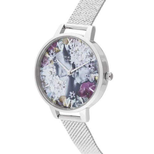 Olivia Burton women’s Milanese mesh bracelet watch with multicolour dial