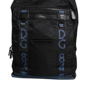 Dolce & Gabbana men’s black nylon DG logo backpack with multiple compartments