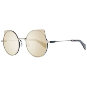 Yohji Yamamoto men’s gunmetal round sunglasses with mirrored gold lenses