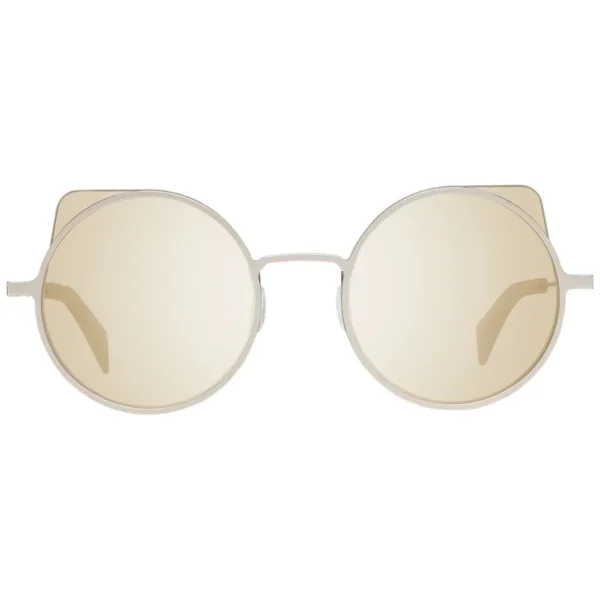 Designer Yohji Yamamoto men’s grey sunglasses full-rim gold mirrored lenses