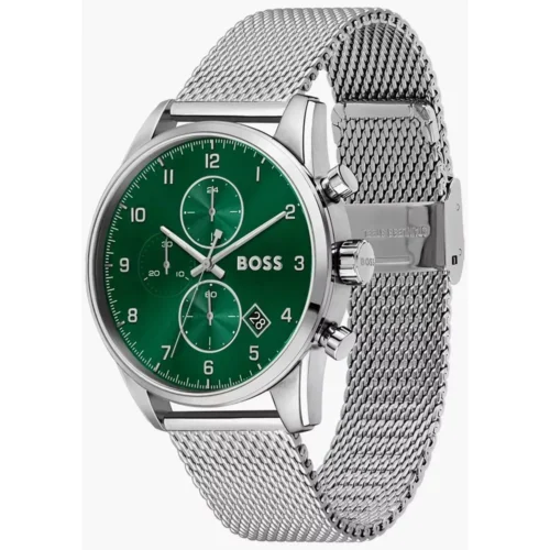 Luxury Hugo Boss men’s silver bracelet watch with quartz movement
